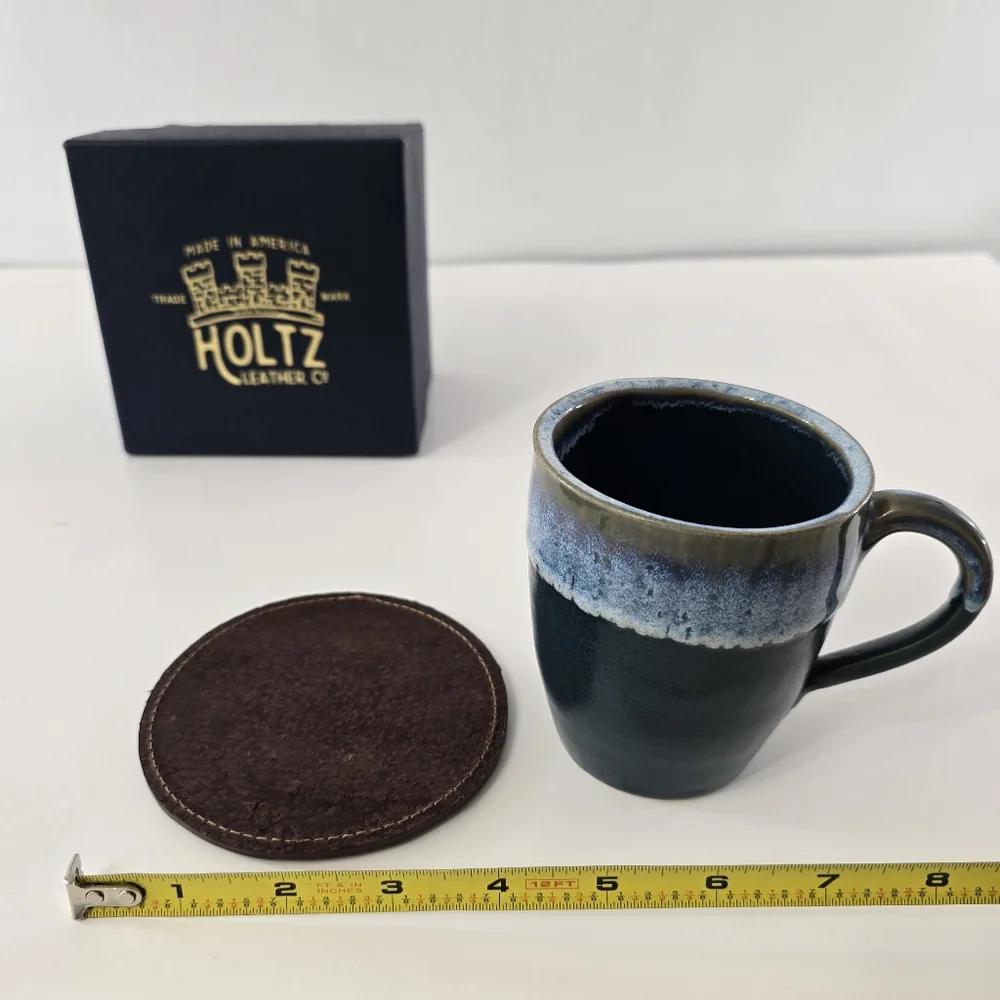 Holtz Leather Co Castle Style Made In America Handcrafted Pottery Cup Mug NIB
